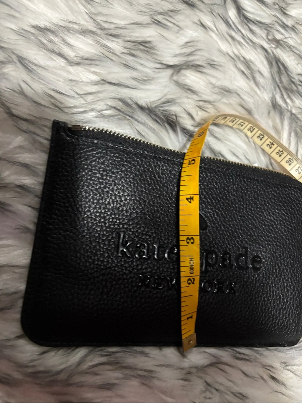 kate spade black pebbled leather wristlet pouch